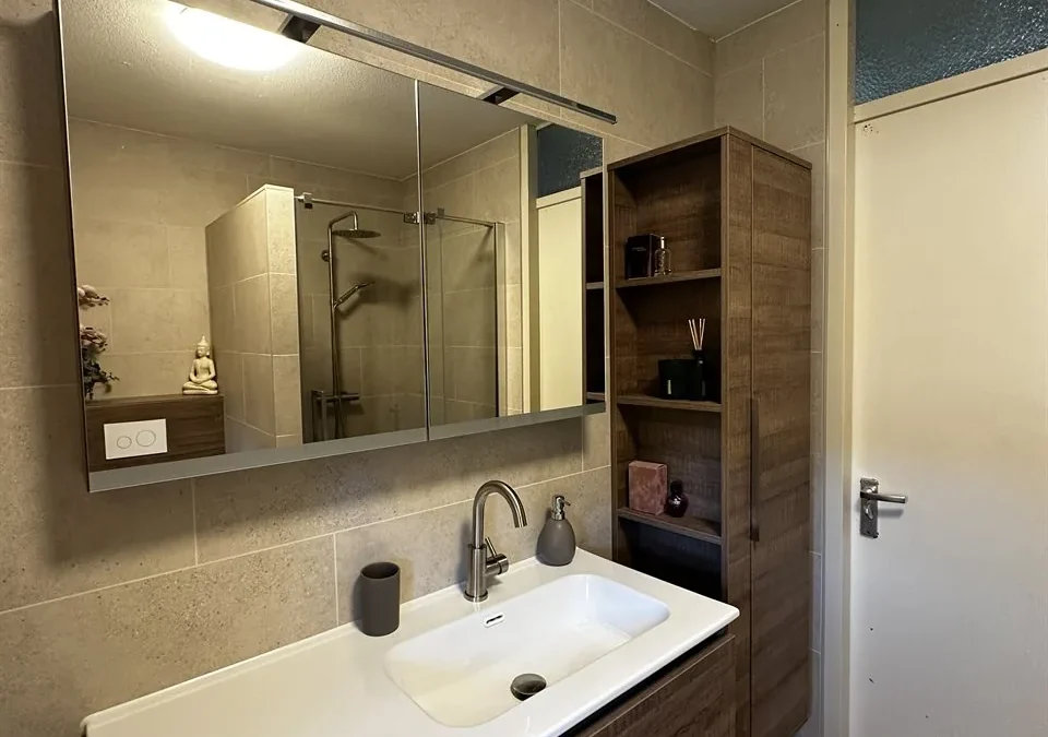 Badkamer en toilet met houtlook tegels