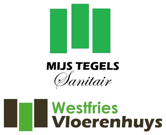 Logo van MIJS Tegels & Sanitair boven het logo van Westfries Vloerenhuys
